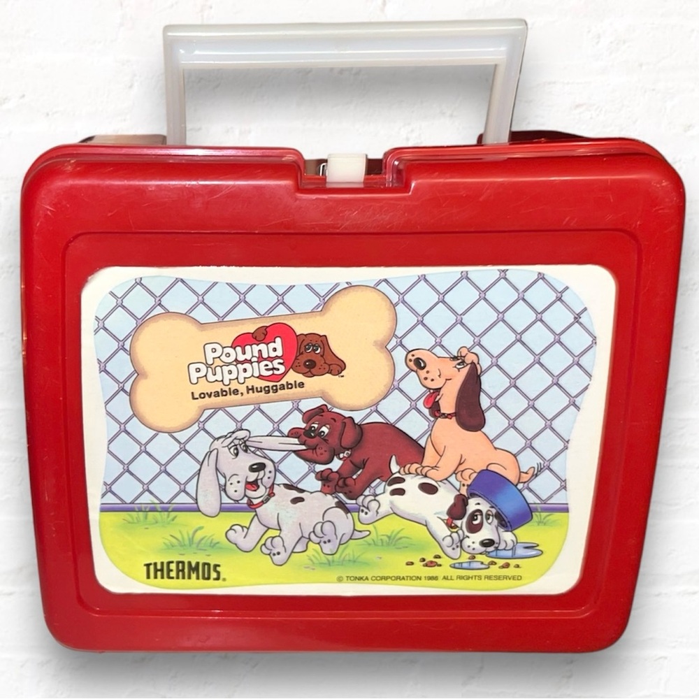 Vintage 1986 Pound Puppies Thermos Lunchbox